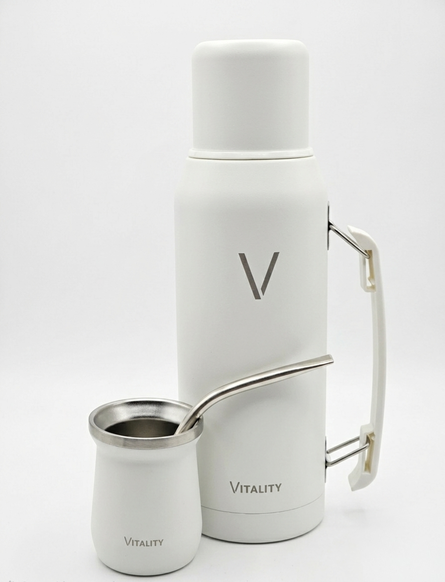 Combo Vitality: Termo 1L + Guampa 160ml + Bombilla de Alpaca