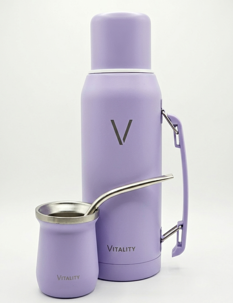 Combo Vitality: Termo 1L + Guampa 160ml + Bombilla de Alpaca