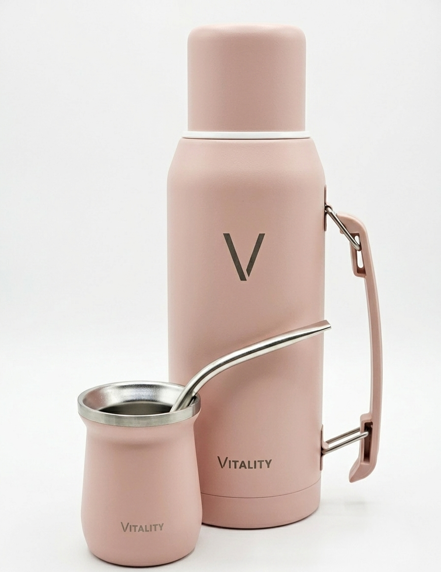 Combo Vitality: Termo 1L + Guampa 160ml + Bombilla de Alpaca