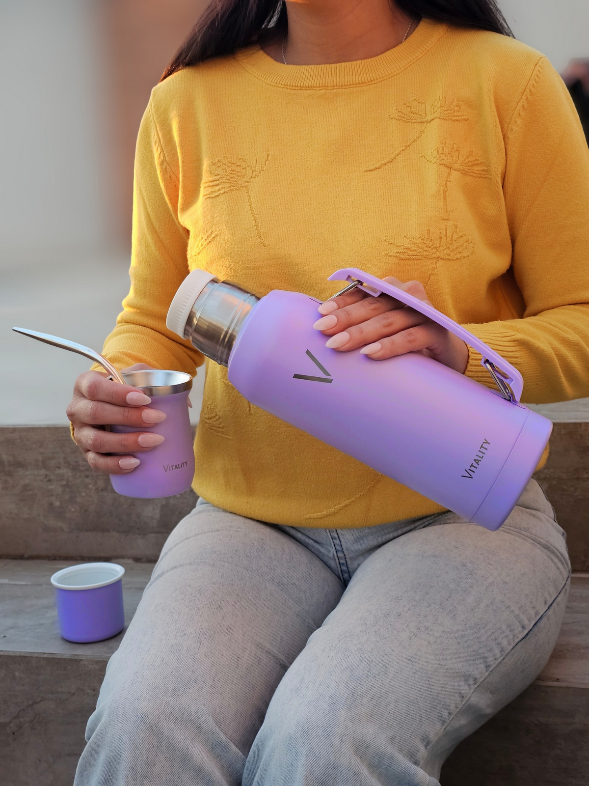 Combo Vitality: Termo 1L + Guampa 160ml + Bombilla de Alpaca